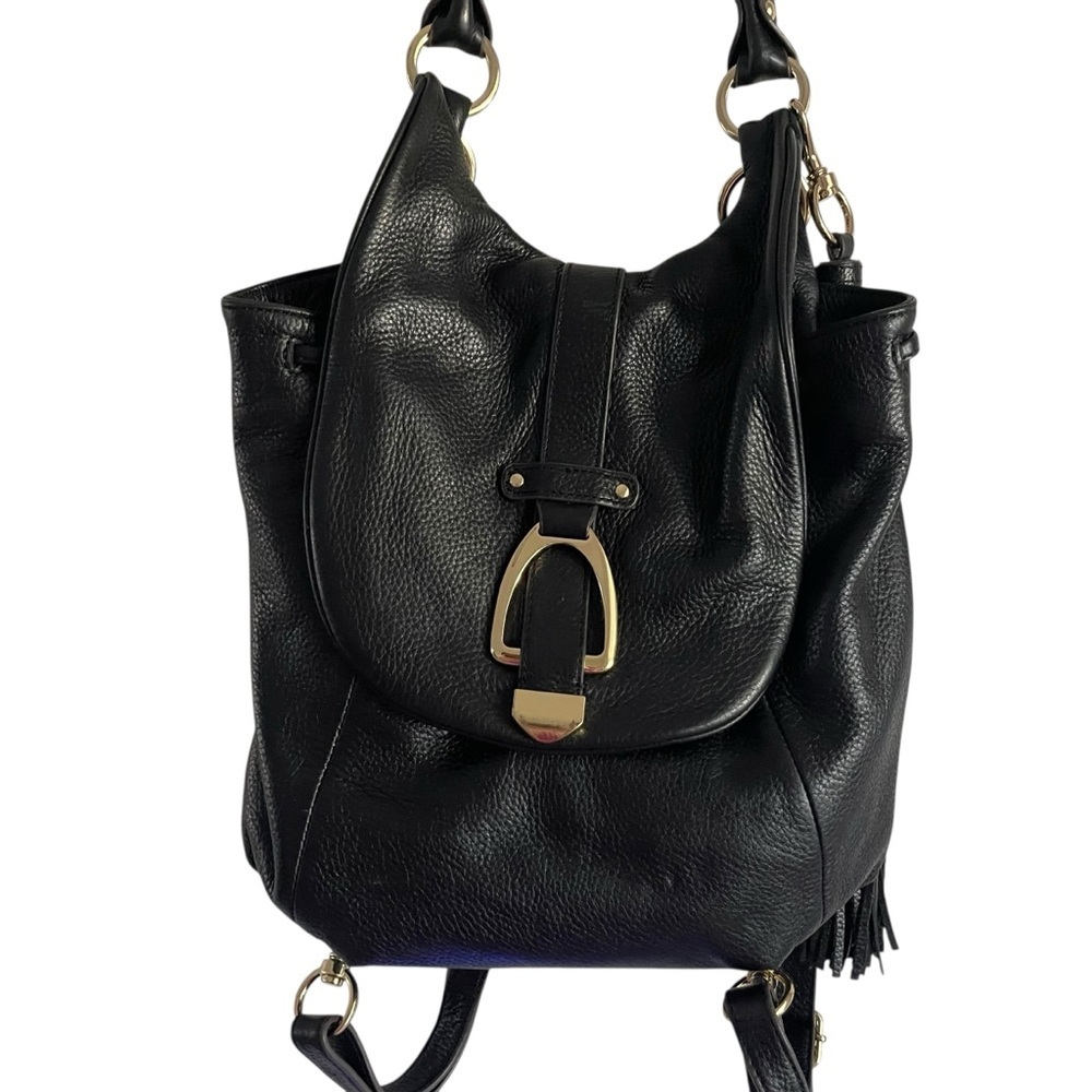 G.I.L.I. Black Leather Backpack with Sophisticated Design - Picture 4 of 7
